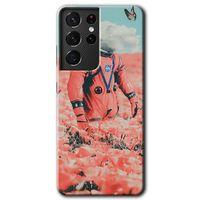Samsung Galaxy S21 Ultra Kılıf HD Desen Baskılı Arka Kapak + Temperli Cam - Uzay Bahçesi