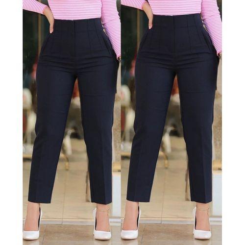 Kadın üste Oturan Paçası Bilek üzerinde Biten Krep Kumaş Kumaş Pantolon 36 (S) - 50 (5XL)