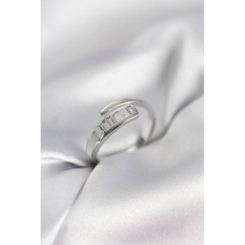 Baget Zirkon Taşlı Gümüş Renk Kadın Yüzük