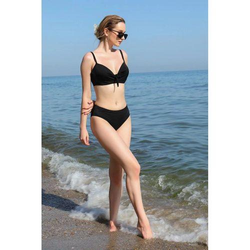 Kadın İçi Boş Fiyonklu Kaplı Siyah Alt Üst Bikini Takım