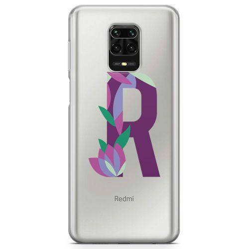 Xiaomi Redmi Note 9s Kılıf R Harfi Çiçekli Arka Kapak Koruma Desenli Full Koruyucu
