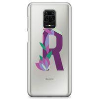Xiaomi Redmi Note 9s Kılıf R Harfi Çiçekli Arka Kapak Koruma Desenli Full Koruyucu