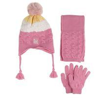 Kitti Kitti Çocuk Kız Atkı Bere Eldiven Takım (4-8 Yaş) K24170-01 Pembe