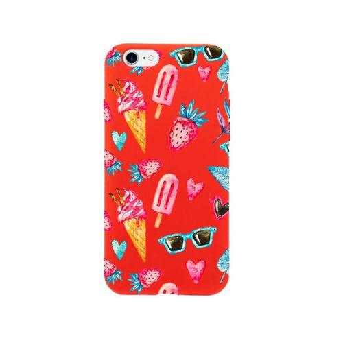 iPhone SE Summer Çilek Premium Kırmızı Lansman Silikonlu Kılıf