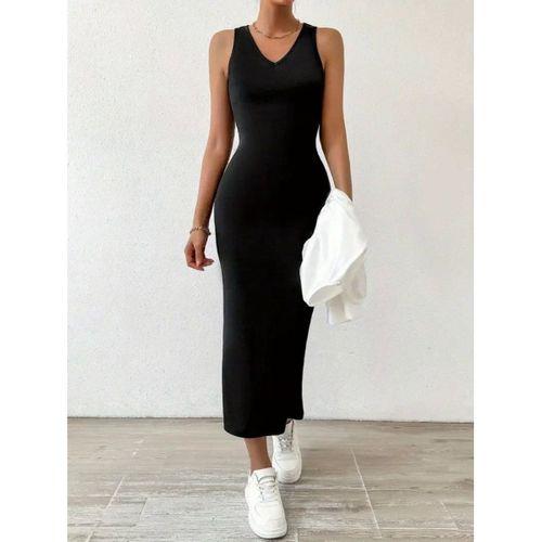 Kadın Askılı Yuvarlak Yaka Viskon Iki Iplik Elbise Ve V Yakalı Bluz Ikili Takım