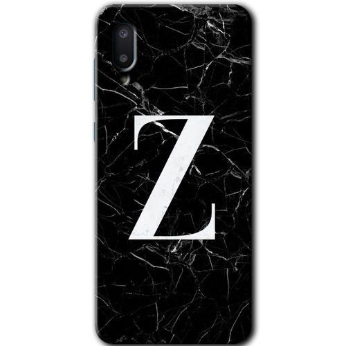 Galaxy A02 Kılıf HD Desen Baskılı Arka Kapak - Siyah Mermer Desenli Z Harfi