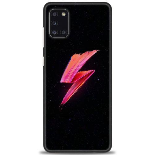 Samsung Galaxy A31 Kılıf HD Baskılı Kılıf - Pembe Şimşek + Tam Ekran Koruyucu