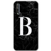 Potkal Hediye Fabrikası Huawei P Smart S Kılıf HD Desen Baskılı Arka Kapak - Siyah Mermer Desenli B Harfi