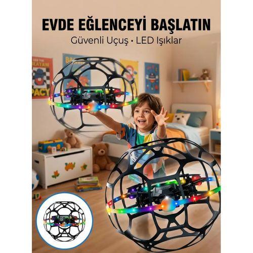 El Hareketi Kontrollü Futbol Topu Tasarımlı Drone Led Işıklı