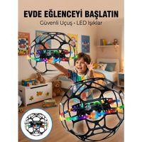 El Hareketi Kontrollü Futbol Topu Tasarımlı Drone Led Işıklı