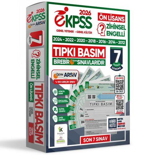 2026 EKPSS Ön Lisans Zihinsel Engelli ÖSYM Çıkmış Soru Tıpkı Basım 7li Kitapçık TG Deneme Paketi