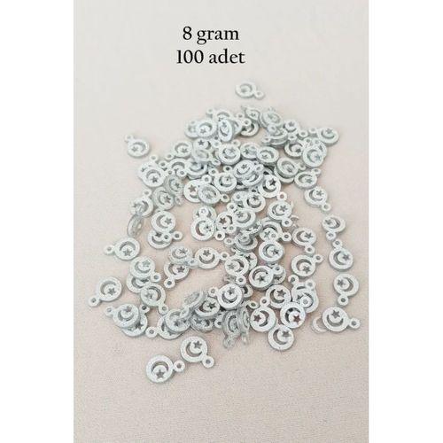 Oya Abiye Bileklik Kolye Pleksi Metalik Plastik Pul Gümüş Renk 8 gram 100 adet - BNC516