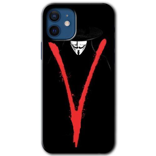 MRCİLETİSİM iPhone 12 Mini Kılıf HD Desen Baskılı Arka Kapak + Temperli Cam - V for