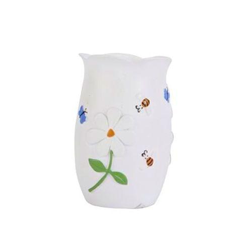 2 Adet Diş Fırçalık,Macunluk Çiçekli Poliresin  7X7X10Cm Banyo Seti