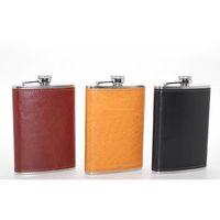 Paslanmaz Çelik Tekli 9 Oz Derili Matara  Alk2662