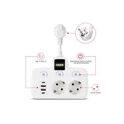 Vtn-503 Akım Korumalı Duvar Tipi Priz 2x Usb 2x Priz Typce 20w