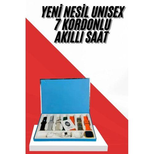 7 Kordonlu Unisex Akıllı Saat Çoklu Kordon Seçeneği Amoled Ekran