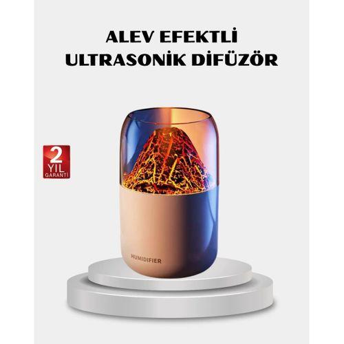 280ml Alev Işıklı Ultrasonik Hava Nemlendirici Sessiz Ve Usb Şarjlı