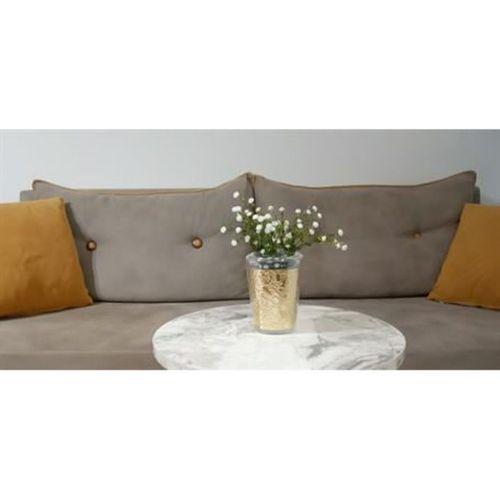 2 Adet Vazo Dahil,Vazoda Çiçek,Beyaz Yapay Çiçek,Vazo Dekoratif Altın Yaprak 9X9X17Cm