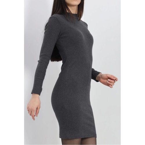 pilelistore Kaşkorse Yırtmaçsız Elbise Füme