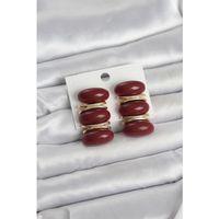 Bordo Vintage Model Gold Renk Kadın Küpe