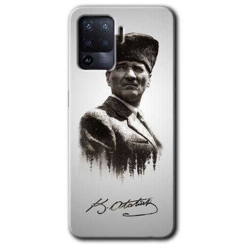 Oppo Reno 5 Lite Kılıf Baskılı Arka Kapak - Mustafa Kemal Atatürk +Tam Ekran Koruyucu