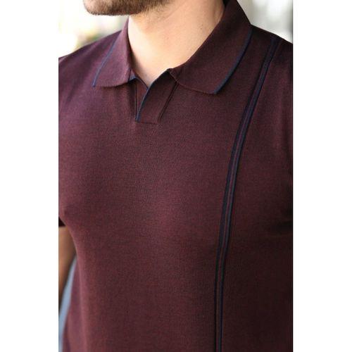 Erkek Çizgi Detaylı Yakalı Triko Tişört