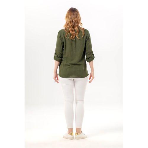 Uzun Kol Vual Avşar Yazlık Gömlek Haki Hk