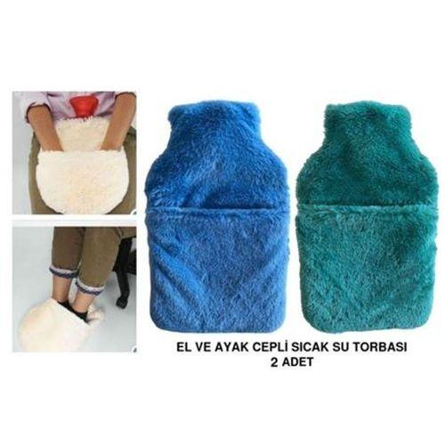 Sıcak Su Torbası 2 Adet,Cepli Peluş Termofor 32,5X17,5Cm  1500 Ml