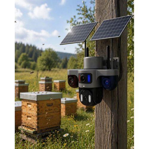 Güneş Enerjili Yayla Kamerası 4g Sım Kartlı 3 Lensli Bahçe Güvenlik Kamerası 2 Yıl Garantili