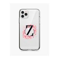 iPhone 11 Pro Max Pembe Çiçek Desen Z Harfli Şeffaf Kılıf