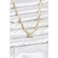 Gold Renk Pirinç Yıldız Zirkon Taşlı Kadın Kolye