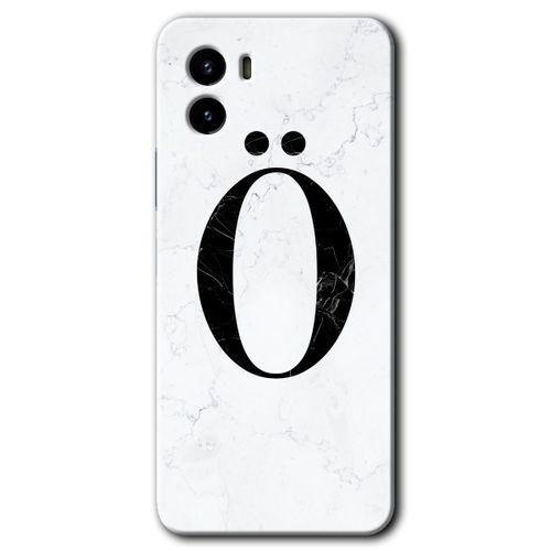 Vivo Y15s Kılıf HD Desen Baskılı Arka Kapak - Beyaz Mermer Desenli Ö Harfi