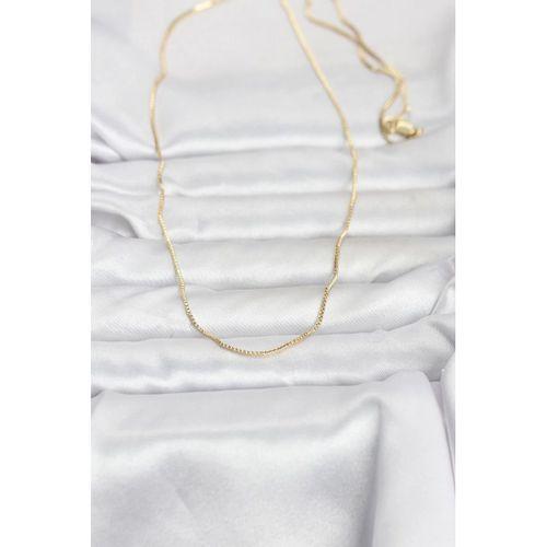 CM 14K Gold Renk İnce Kare Zincirli Model 60 cm Kadın Kolye