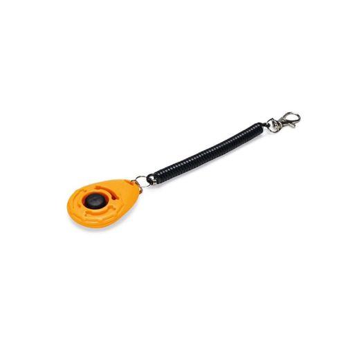 Beeztees Köpek Eğitim Klikırı, Karabina ve Bağlama Kordonlu, Turuncu, 6x4x1,7cm