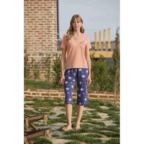 Deniz Yıldızı Desenli Ve Baskılı Önü Düğmeli "listen The Song Of The Sea" Kapri Takımı