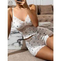 Dantelli Siyah Kalpli Şortlu Pijama Takımı