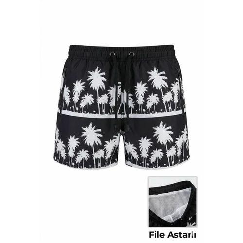 Deniz Şortu Fermuarlı Cepli File Astarlı Hızlı Kuruyan Premium - Siyah