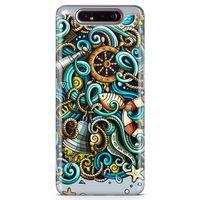 Samsung Galaxy A80 Kılıf Deniz Malzemeleri Doodle Arka Kapak Koruma Desenli Full Koruyucu