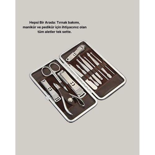 Profesyonel Tırnak Bakım Seti Çelik Aletli Şık Deri Çantalı
