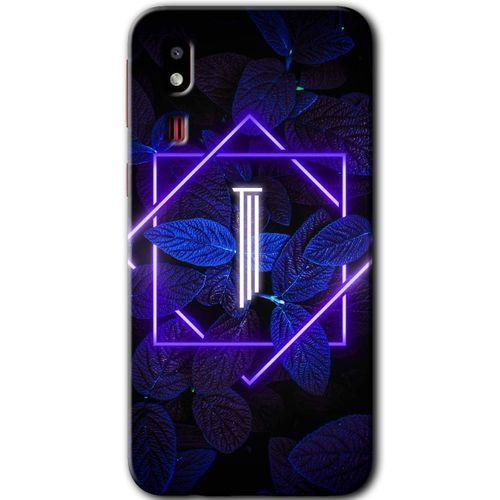 Potkal Hediye Fabrikası Samsung Galaxy A2 Core Kılıf HD Desen Baskılı Arka Kapak - Dark Neon Yaprak I Harfi