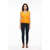 Kolsuz Cunda Bisiklet Yaka Yazlık Nakışlı Müslin Bluz Turuncu Trnc