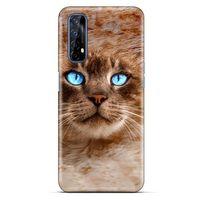 Lopard Oppo Realme 7 Uyumlu Kılıf Kediler (41) Tank Kılıf Haşin Mavi Göz