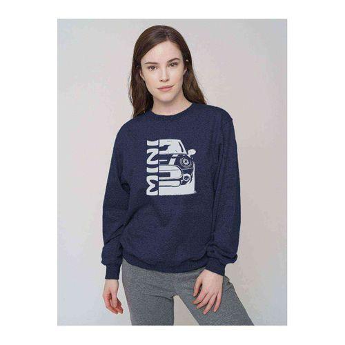 Araba Mini Baskılı Indigo Mavi Kadın Sweatshirt