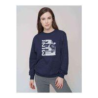 Araba Mini Baskılı Indigo Mavi Kadın Sweatshirt