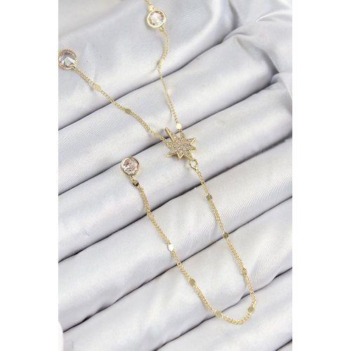 Pirinç Zirkon Taşlı Kutup Yıldızı Model Gold Renk Y Kolye