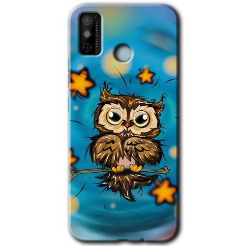 MRCİLETİSİM Tecno Spark 6 Go Kılıf HD Desen Baskılı Arka Kapak+Temperli Cam - Owl Bird Stars