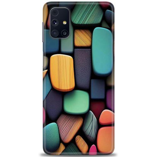Samsung Galaxy M51 Kılıf HD Baskılı Kılıf - Renkli Taşlar + Tam Ekran Koruyucu