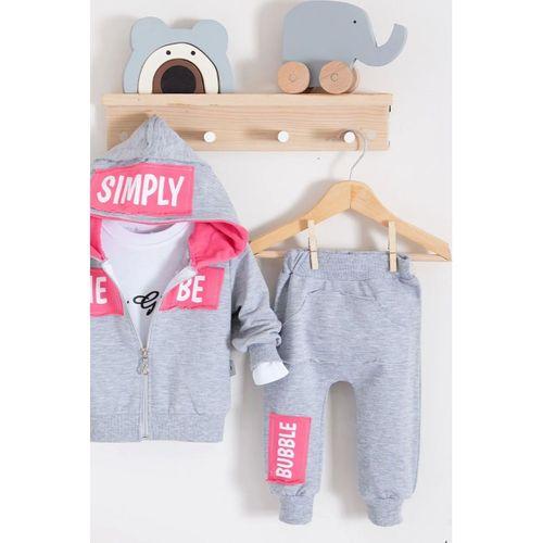 Simply Desenli Kapişonlu 3'lü Kız Bebek Takımı