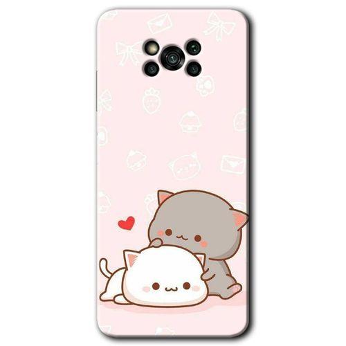 MRCİLETİSİM Poco x3 Pro Kılıf Kapak - Kedi Aşkı +Hayalet Ekran Yandan Gözükmez